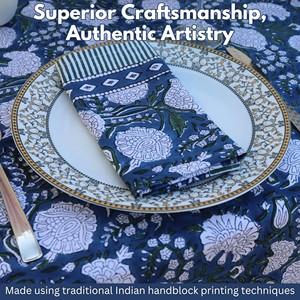 Classic Blue Floral Printed Cotton Linen <b>Tablecloth</b> Rectangle Washable Home Use Customizable <b>Square</b> <b>Tablecloth</b> Weddings - Product Image 6