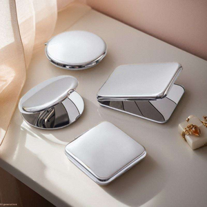 Miroir de maquillage pliable compact de poche double face en acier inoxydable avec logo personnalisé - Product Image 6