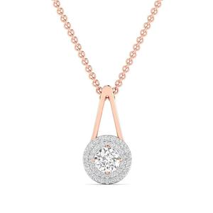 925 Sterling Silver Gold Plated Lab Grown Diamond Round Double Halo IGI Certified Luxury Pendant Necklace for Women Fine Jewelry - Product Image 2