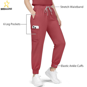 Ensemble de tenues médicales pour femmes, haut sans manches à col montant et pantalon de jogging, 8 poches - Product Image 4
