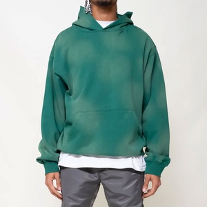 Sweat à capuche vert vintage personnalisé OEM Tie Dye en coton épais avec poche kangourou, style streetwear vierge - Product Image 2