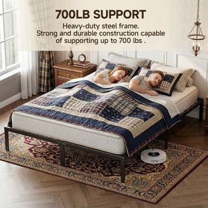 Heavy Duty <b>Queen</b> Metal <b>Bed</b> <b>Frame</b> <b>with</b> <b>Storage</b> Steel Slat Support Black - Product Image 3