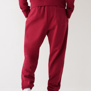 Men's Red Fleece Sweatpants Elastic Waist <b>Drawstring</b> Casual Joggers With Side Pockets Autumn Wear - Product Image 2