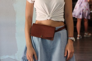 Handmade Minimalist <b>Pouch</b> Wallet Brown <b>Leather</b> <b>Belt</b> Bag with Zipper Closure Waist Pack LWB-0032C - Product Image 3