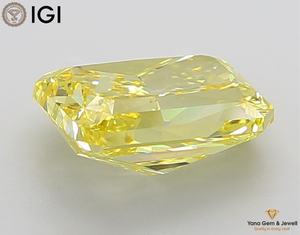Diamant de 5,07 carats, forme Radiant, certificat IGI, cultivé en laboratoire CVD, couleur jaune vif fantaisie, clarté VVS2, pour un centre de table étincelant - Product Image 3