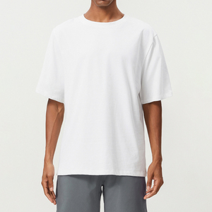 Camiseta de Manga Corta Oversize para Hombre, Cuello Redondo, Color Sólido, Diseño Liso, Tejido Jersey Casual, 100% Algodón, Transpirable, Corte Regular - Product Image 2