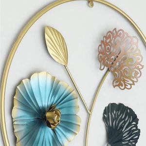Modern Metal Foliage <b>Wall</b> Art Circular Design Gold Frame Handmade <b>Decor</b> for Home Decoration Medium 25-32 Inch - Product Image 3
