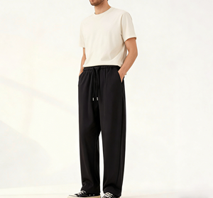 Pantalon en molleton décontracté pour homme, coupe ample, couleur unie, polyvalent, confortable, respirant, taille mi-haute avec cordon de serrage, style coréen - Product Image 6