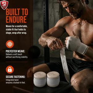 Bandages de boxe avec boucle pour le pouce, en coton respirant, absorbant l'humidité, pour l'entraînement MMA et Muay Thai - Product Image 3