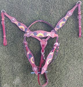 Custom Made Fancy Design Leather Horse Western Tack Set Cómodo Headstall Breastplate al mejor precio - Product Image 5