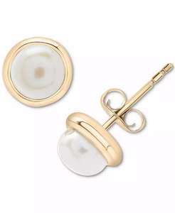 Orecchini coltivati di perle d'acqua dolce (5mm) in oro giallo 10k | Macacy's - Product Image 1