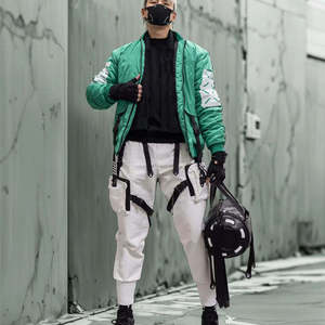 Chaqueta Bomber Verde Táctica Techwear para Hombre, Estilo Urbano Cyberpunk, Cortavientos, Hip Hop, Funcional, Cargo, Utilitaria, Chaqueta de Vuelo 2026 - Product Image 2