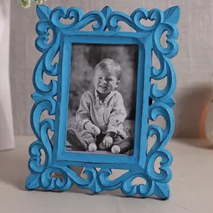 <b>Pine</b> Wood Distressed Blue Photo Frame 22x28x2.5 cm Rectangular Eco-friendly Durable | Handcrafted Moradabad Wholesale - Product Image 1