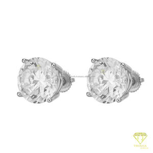 Boucles d'oreilles rondes tendance avec diamants de laboratoire en argent sterling 925, bijoux cloutés pour hommes et femmes - Product Image 6