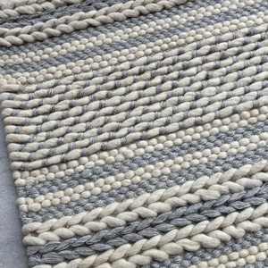 Handwoven Wool Area <b>Rug</b> Gray Ivory Flatweave Carpet Modern Farmhouse <b>Boho</b> Living Room Floor Decor PET Friendly Non-Slip Extra - Product Image 1