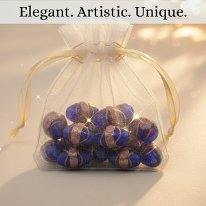 EXCEL EXPORTS - Cuentas de Vidrio Azul Tipo Lampwork en Hilo de 8 Pulgadas |   Diseño de Pastel de Boda Hecho a Mano con Detalles en Cobre |   Cuentas Multiusos de Formas Variadas - Product Image 5