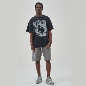 Custom Printing Acid <b>Wash</b> Cotton T-shirt for Men Loose Fit Classic Tees Hot Selling Streetwear Lightweight Oversized T-Shirts - Product Image 3