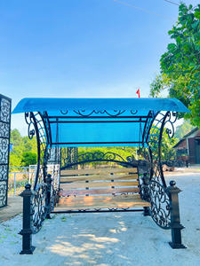 Fauteuil suspendu en fer forgé avec auvent pour jardin, parc et école - 3 places - Décoration de luxe pour la maison - Product Image 6