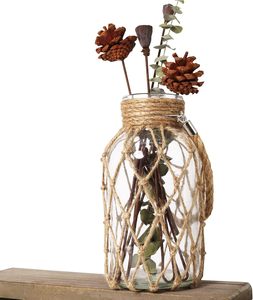 Florero de Yute de Fibra Natural – Portaflores Decorativo Rústico Hecho a Mano para Decoración del Hogar y Hoteles - Product Image 3