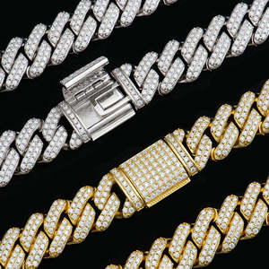 Collar de Cadena Cubana de Moda en Oferta, con Moissanita, para Hombre y Mujer, Ajustable, Ligero, Accesorio de Verano, Disponible en el Mejor Precio del Mercado - Product Image 3