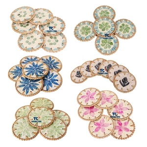 Ensemble de sous-verres en rotin tissé à la main du Vietnam avec incrustation de coquillages Article de décoration fait main pour les acheteurs en vrac Restaurants Hôtels - Product Image 2
