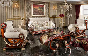 Meubles de salon Baroque de Style italien populaire, ensemble de canapé, sculpté à la main royale, exportation - Product Image 6