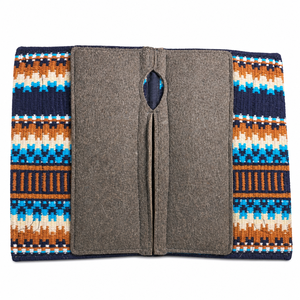 Manaal Enterprises Classic <b>Equestrian</b> Western Saddle Pad Wool Shell Cotton Felt Fleece Lining Geometric Pattern Blue Brown PAD - Product Image 3