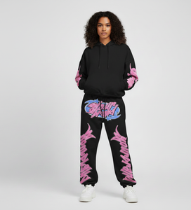 Custom pink Tracksuit for Women Embroidery logo Cropped Sweatsuit Two Piece High Quality Acid Wash Zip up <b>Hoodies</b> and Shorts Set - Product Image 1