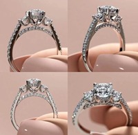 Bague de luxe pour femme en or et argent, style jaune, blanc, rose, avec moissanite CVD, pierre de couleur CZ VVS2 D ronde 2,78 carats VS1, charmante
