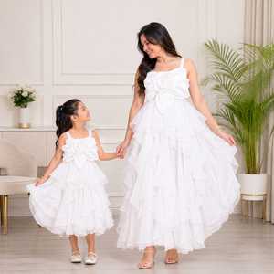 <b>Mother</b> <b>Daughter</b> <b>Matching</b> <b>Dresses</b> Ruffle Layered Maxi Gown Set Floral Celebration Wedding Party Family Photoshoot Boutique Outfit - Product Image 1