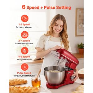 Impastatrice Elettrica da 660W con Ciotola in Acciaio Inox da 8,2QT, 6+ Velocità e Funzione Pulse, Mixer da Cucina per Impasti e Alimenti per Panifici - Product Image 4
