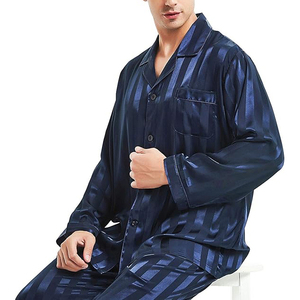 Pyjama d'hiver pour homme à manches longues, ensemble col boutonné et pantalon long, taille à cordon, doux et chaud, confortable pour la maison - Product Image 5