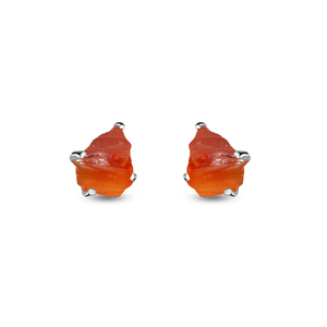 925 Silver Natural Carnelian Rough Butterfly Lock Stud <b>Earrings</b> Trendy Dainty Prong Setting Wedding Pack of 4 Pairs - Product Image 2