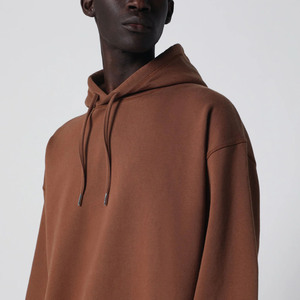 Sudadera con Capucha Extra Grande Premium, Estilo Urbano Minimalista en Color Marrón, Sudadera de Felpa Gruesa Informal, Corte Holgado, Prenda Esencial - Product Image 4