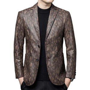 Chaqueta de cuero de gama alta para hombre para primavera y otoño, capa superior de piel de vaca para negocios, abrigo informal para papá para todo, informal - Product Image 2