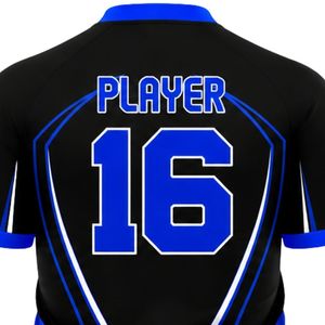 Maillot de football noir et bleu à manches courtes avec tissu à séchage rapide pour l'entraînement de football professionnel - Product Image 4