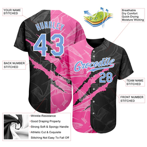 Uniformes de Béisbol Transpirables con Estampado Digital ODM, 100% Poliéster, Unisex, Tallas Grandes, Manga Corta, Nombre del Equipo Personalizado, Cuello en V/Cuello Redondo - Product Image 4