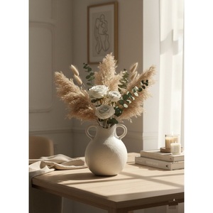 Handcrafted Nordic Minimalist Ceramic Flower Vase Modern Abstract Hollow Design For Pampas <b>Grass</b> & <b>Dried</b> Flowers Home & Office - Product Image 2