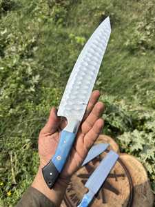 Juego de cuchillos de chef martillados de primera calidad, cuchillos de cocina de acero inoxidable con alto contenido de carbono, mango personalizado, OEM, ODM, para uso en la cocina, regalo para amantes de la cocina - Product Image 2