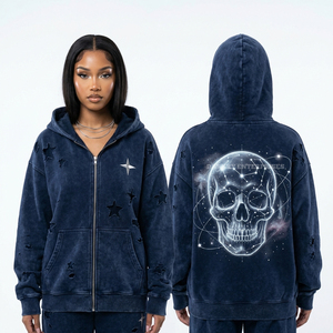 Sudadera con Capucha Personalizada de 350GSM con Gráfico de Bosque de Bambú Verde Menta, Estampado de Esqueleto para Meditación Zen, Simbolismo Yin Yang, Fabricante de Ropa Urbana - Product Image 4
