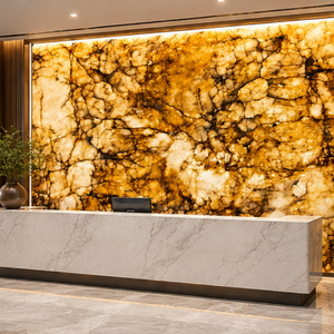 Panneau mural en marbre noir et blanc poli avec veines vertes, grande dalle, design contemporain écologique, surface durable, salon - Product Image 1