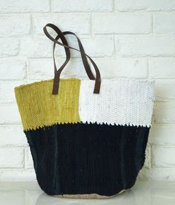 Sac fourre-tout en coton avec anses en cuir, motif uni, style bohème, écologique, sac à bandoulière ouvert pour femme - Product Image 4