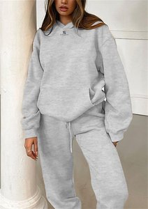 <b>Women</b> Solid Color Oversized <b>Fleece</b> Hoodie <b>Joggers</b> Set Cotton Tracksuit Casual Winter Loungewear Loose Fit Full Length Pants - Product Image 5