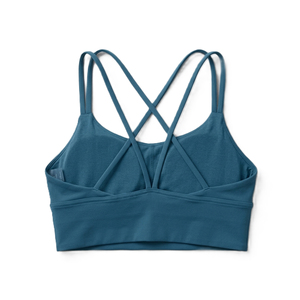 Ensemble soutien-gorge de sport et leggings pour femme, couleur turquoise unie, tricoté en Spandex et Polyester, extensible, respirant, séchage rapide, taille haute, longueur intégrale - Product Image 5