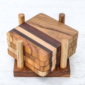 Premium Handmade Wooden Coasters for <b>Drinks</b>, Rustic Tabletop Protection and Elegant Home Decoration - Product Image 5