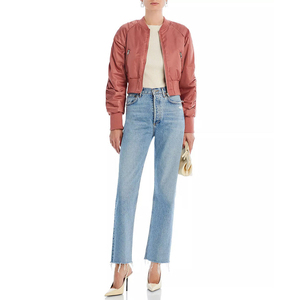 Veste bomber pour femmes de qualité supérieure, OEM ODM, design personnalisé, fermeture éclair décontractée, manches longues, veste bomber d'hiver pour femmes - Product Image 6