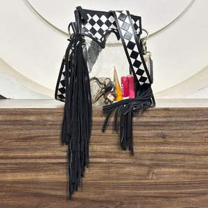 Sac à main transparent en cuir à carreaux mignon, style occidental, avec franges, prix d'usine, fabricant, fournisseur, promotion - Product Image 5