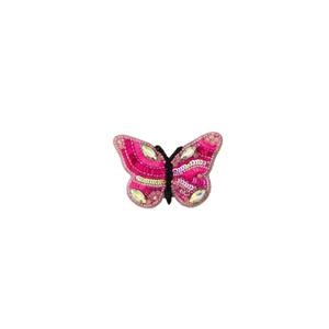 Handcrafted Cotton Pink Butterfly Beaded Brooch with Sequins Pearls Sparkly Fashion Pin for Clothing & <b>Bags</b> Accessories - Product Image 1