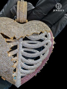Pendentif Cœur Diamanté Givré Haute Demande, Bijoux Hip Hop, Vente en Gros, Meilleur Prix Direct Fournisseur Indien - Product Image 2