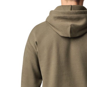Sweat à capuche unisexe vert olive uni, coupe-vent, avec poche, en molleton doux mélangé coton, manches longues, décontracté, pour l'extérieur, vêtement d'hiver - Product Image 4